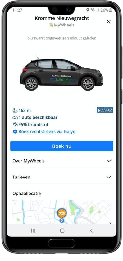 Plan, boek, betaal en parkeer je deelauto met Gaiyo