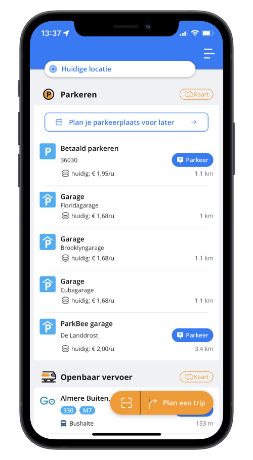 Parkeren in Almere-Buiten - Gaiyo een app voor al je vervoer